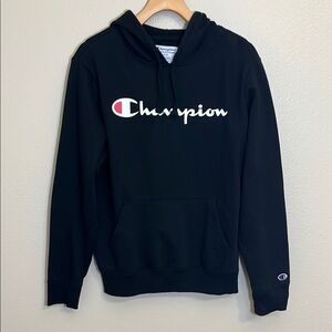 Champion Black Athletic Pullover Hoodie Sweatshirt